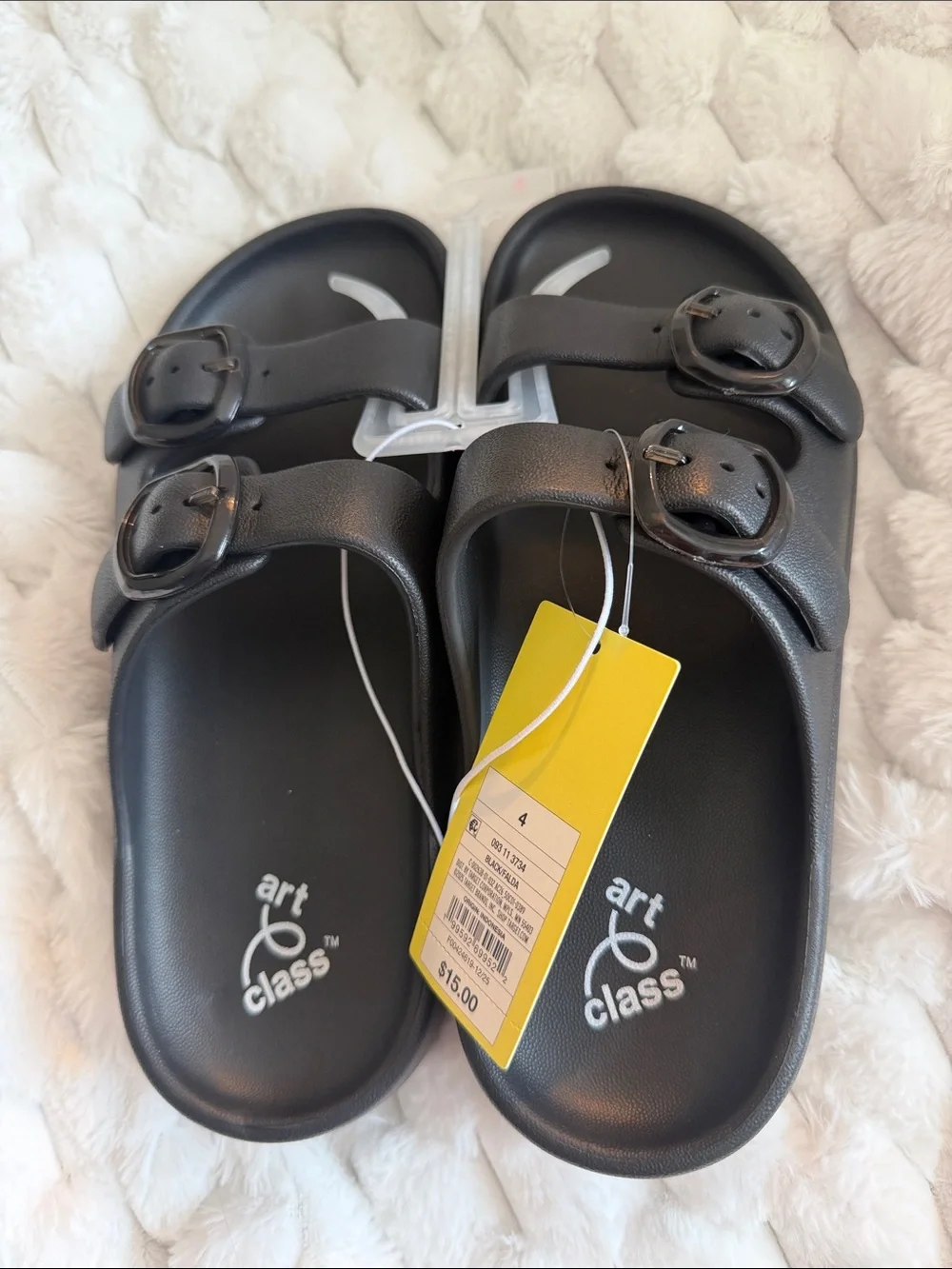 art class Black Double-Buckle Slide Sandals for Kids